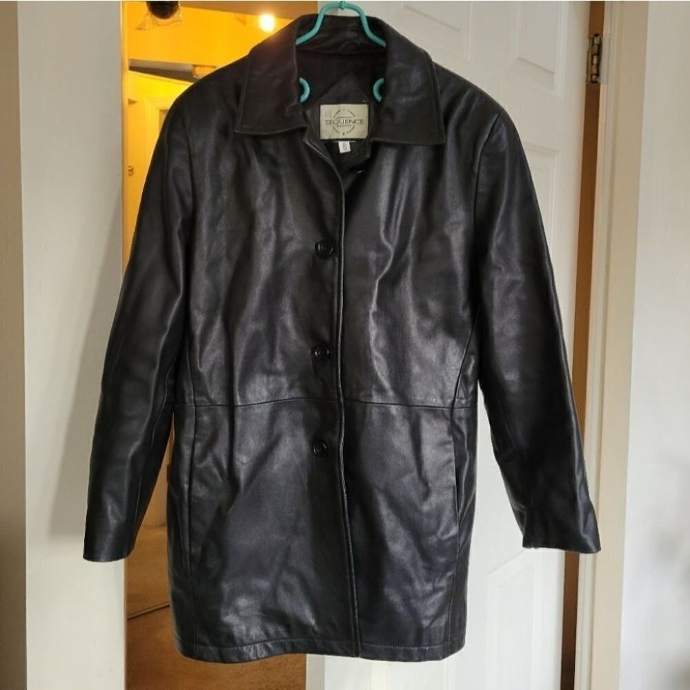 90s y2k vintage Leather blazer  jacket oversized small - Picture 4 of 14